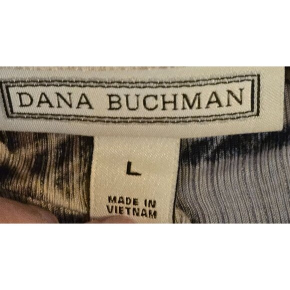 Dana Buchman Large Top 3/4 Sleeves Slit Under Arm Hi Lo Hem Keyhole Gold Bar EUC - Picture 3 of 7